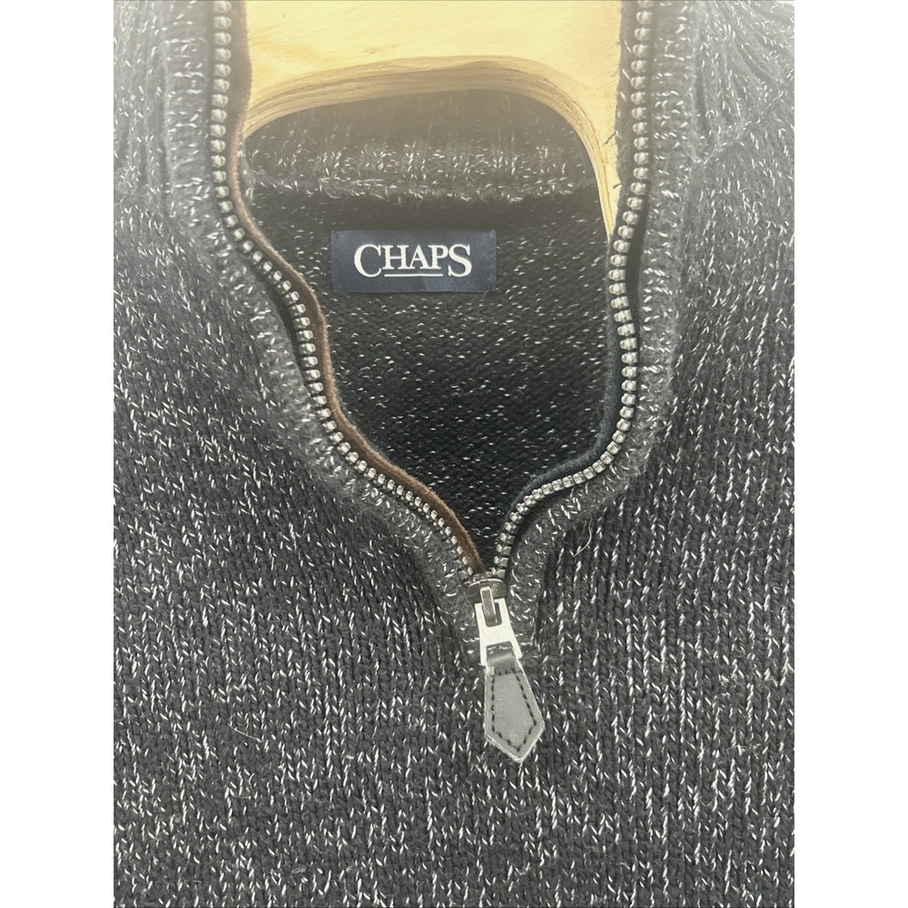 Chaps Mens 1/4 zip Dark Gray Sweater long sleeve size Large